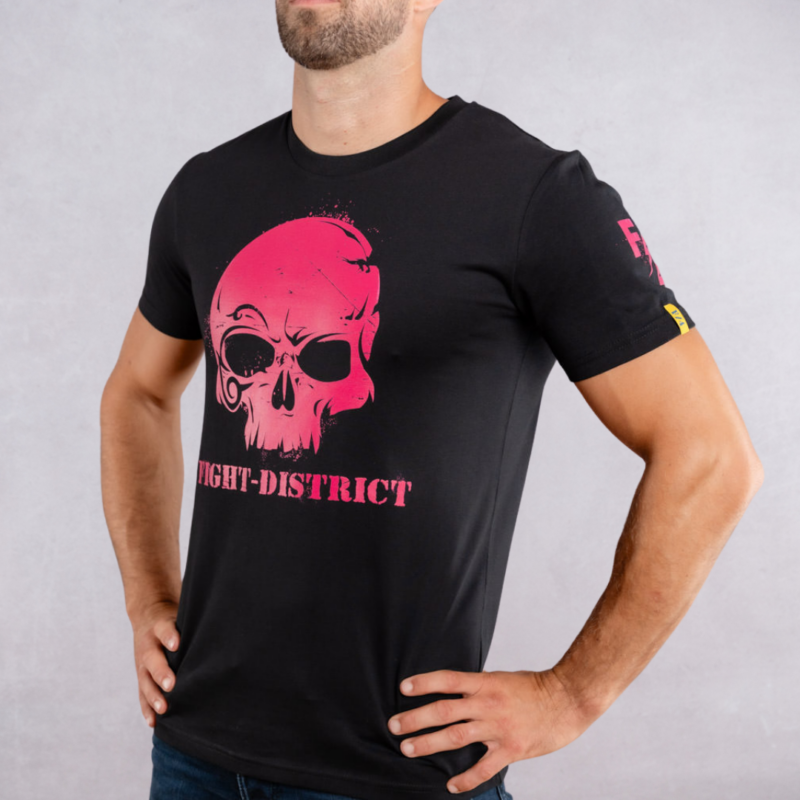 T-shirt Noir Regular Cabal Skull Framboise