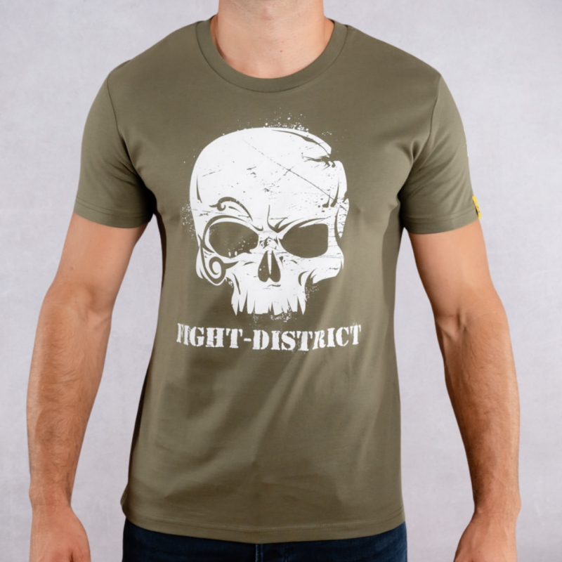 T-shirt Kaki Regular Cabal Skull Blanc