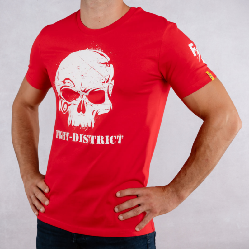 T-shirt Rouge Regular Cabal Skull Blanc