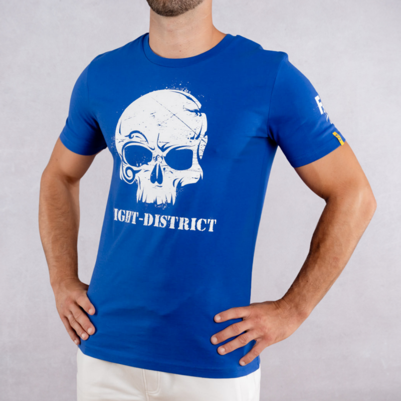 T-shirt Bleu Regular Cabal Skull Blanc