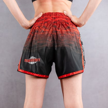 boxing shorts fight district back worn by a woman