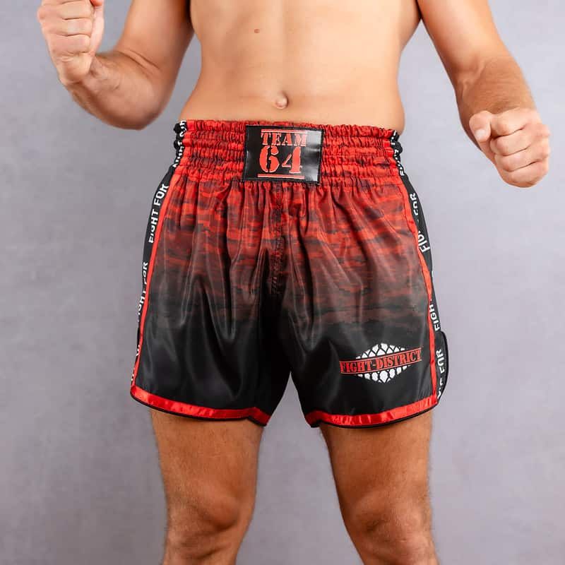 front boxing fight district shorts worn by a man