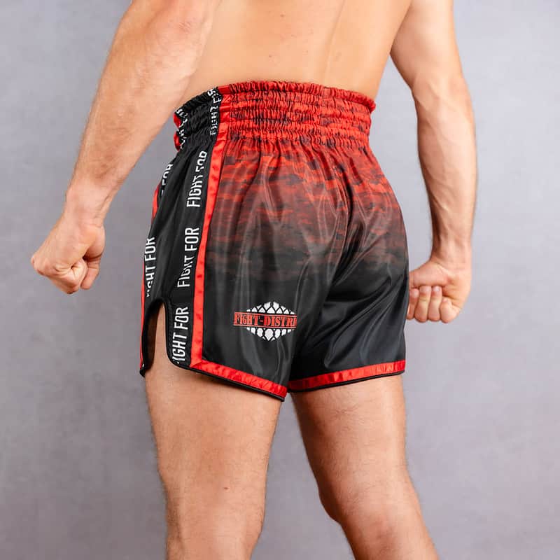 boxing shorts fight district back worn by a man
