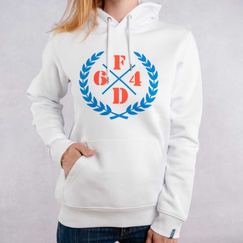 White and Blue/Orange Laurier Regular Hoodie