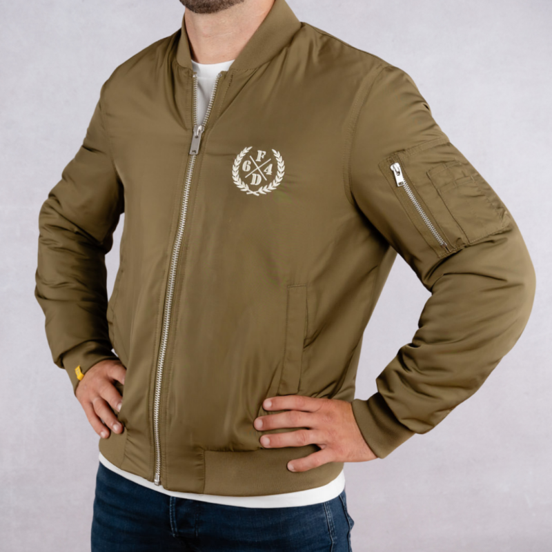 Khaki and White Laurier Bomber Jacket