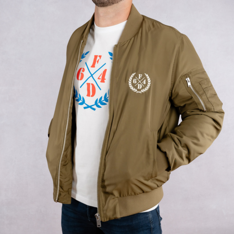 Khaki and White Laurier Bomber Jacket - Image 3