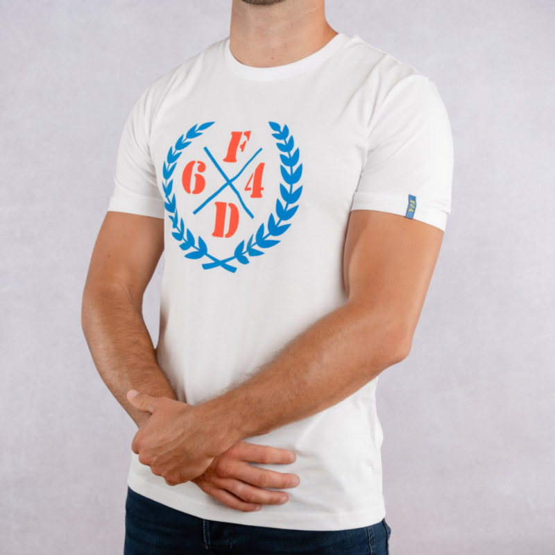 White and Orange/Blue Regular Laurier T-shirt