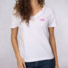 T-shirt White V-Collar The Original Pink Small